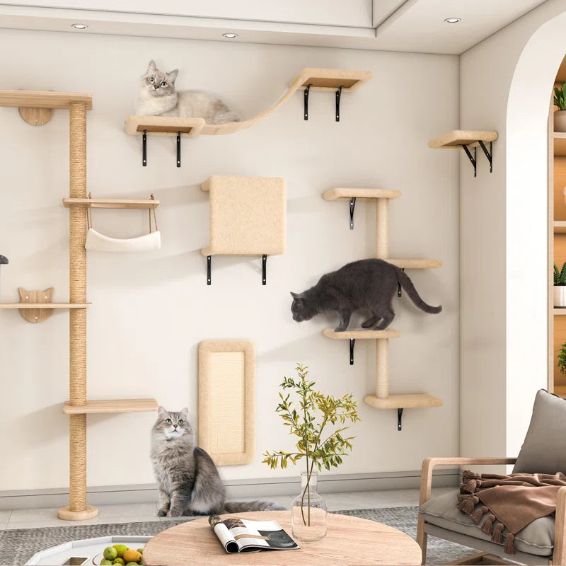 Damyanti Wall-Mounted Cat Tree Shelved 6 Pcs Climbing Center